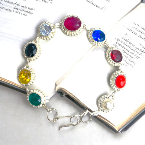 The Unique Navgrah Navratna Bracelet (White Metal) The Unique Navgrah Navratna Bracelet (White Metal)