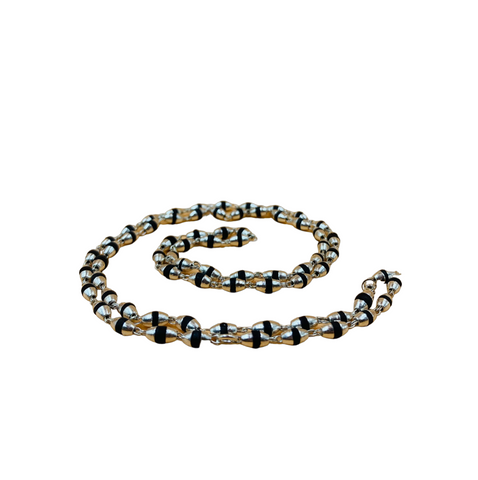 Real Silver Cap Tulsi Mala (Black Tulsi Beads) Real Silver Cap Tulsi Mala (Black Tulsi Beads)