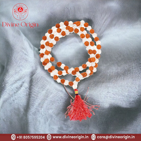 Natural Rudraksha & Sphatik Mala Natural Rudraksha & Sphatik Mala