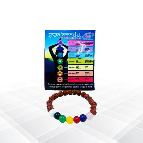 The Seven Chakra Yoga Bracelet With (Rudraksh Beads) The Seven Chakra Yoga Bracelet With (Rudraksh Beads)
