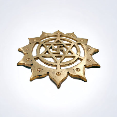The Brass Swastik with Lotus Flower Plate The Brass Swastik with Lotus Flower Plate