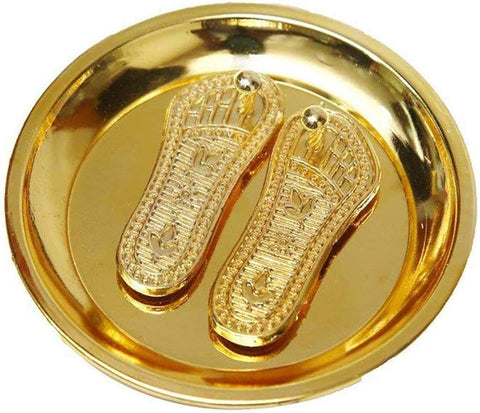 Brass Laxmi Ji Charan Paduka for Home Temple Brass Laxmi Ji Charan Paduka for Home Temple