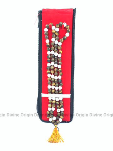 Tiger Eye Beats With White Magnate Beats Mala With Premium Pouch Tiger Eye Beats With White Magnate Beats Mala With Premium Pouch