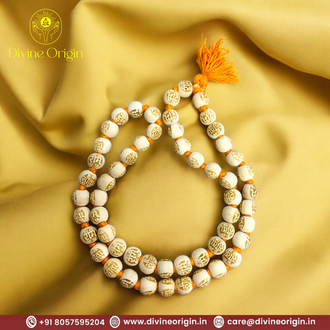 Shri Ram Sita Naam Tulsi Mala 14MM 54 Beads Jaap Mala (knotted) Shri Ram Sita Naam Tulsi Mala 14MM 54 Beads Jaap Mala (knotted)