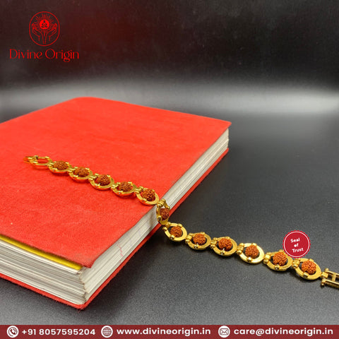 The Gold Plated Rudraksha Bracelet in Rings The Gold Plated Rudraksha Bracelet in Rings
