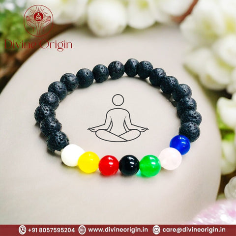 The Seven Chakra Yoga Bracelet With (Lava Beads) The Seven Chakra Yoga Bracelet With (Lava Beads)