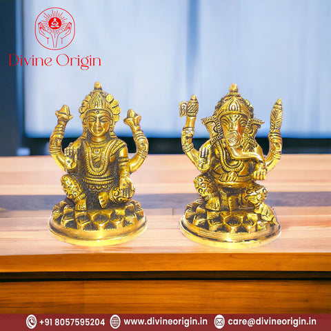 Brass Ganesha Laxmi Ganesh Lakshmi Bhagwan Idol Brass Ganesha Laxmi Ganesh Lakshmi Bhagwan Idol