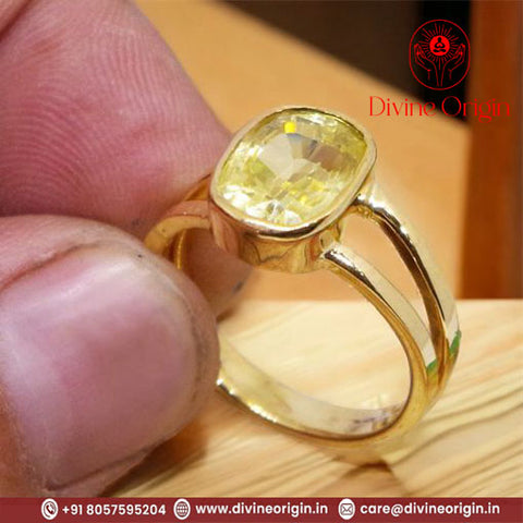 Certified Yellow Sapphire Pukhraj 5.25ratti Asthdhatu Astrology Ring Certified Yellow Sapphire Pukhraj 5.25ratti Asthdhatu Astrology Ring