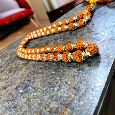 5 Mukhi Rudraksha Mala with Sliver Cap and Knotted Mala 5 Mukhi Rudraksha Mala with Sliver Cap and Knotted Mala