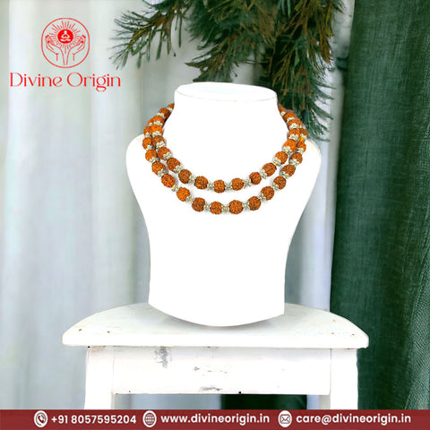 5 Mukhi Rudraksha Mala with Sliver Cap and Knotted Mala 5 Mukhi Rudraksha Mala with Sliver Cap and Knotted Mala