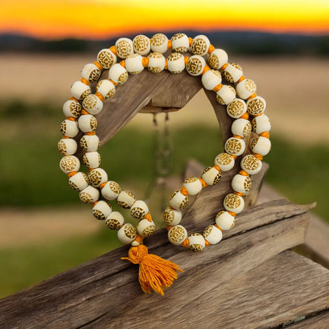 Shri Ram Naam Tulsi Mala 14MM 54 Beads Jaap Mala (knotted) Shri Ram Naam Tulsi Mala 14MM 54 Beads Jaap Mala (knotted)