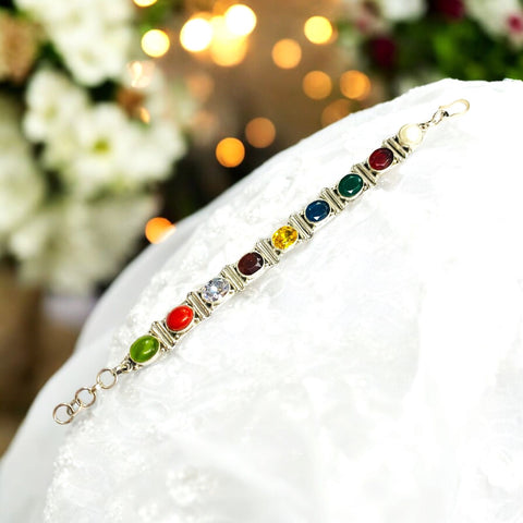 The Navgrah Navratna Bracelet (White Metal) The Navgrah Navratna Bracelet (White Metal)