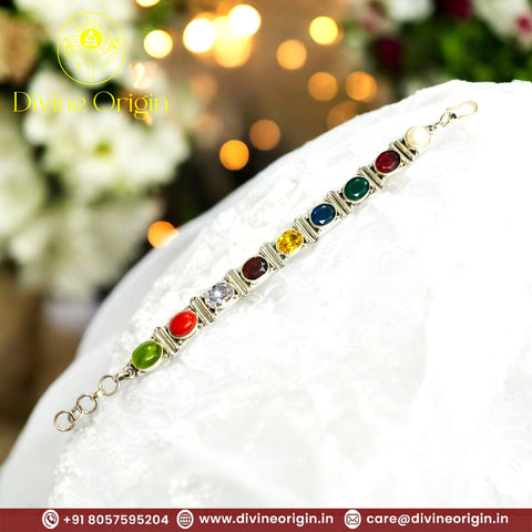 The Navgrah Navratna Bracelet (White Metal) The Navgrah Navratna Bracelet (White Metal)