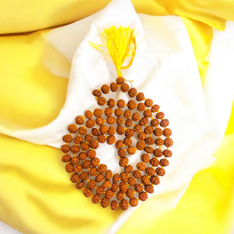 Natural 5 Faced Rudraksha Mala With Lab Tested Card Natural 5 Faced Rudraksha Mala With Lab Tested Card