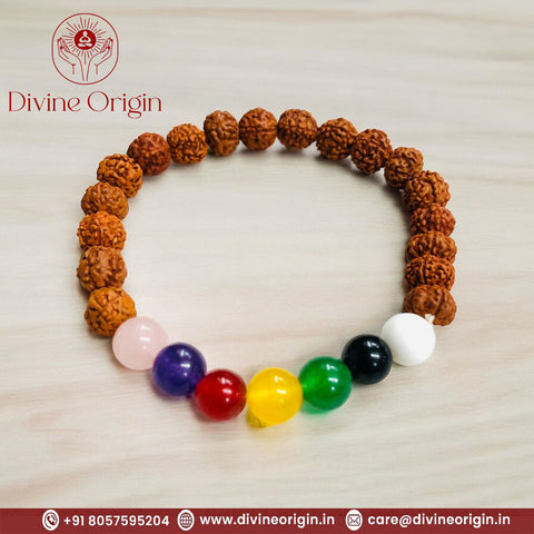 The Seven Chakra Yoga Bracelet With (Rudraksh Beads) The Seven Chakra Yoga Bracelet With (Rudraksh Beads)