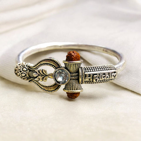 Silver Plated Shiv Trishul Shape Kada Silver Plated Shiv Trishul Shape Kada