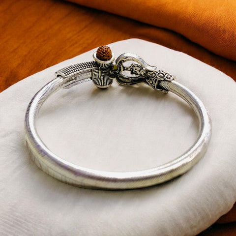 Silver Plated Shiv Trishul Shape Kada Silver Plated Shiv Trishul Shape Kada