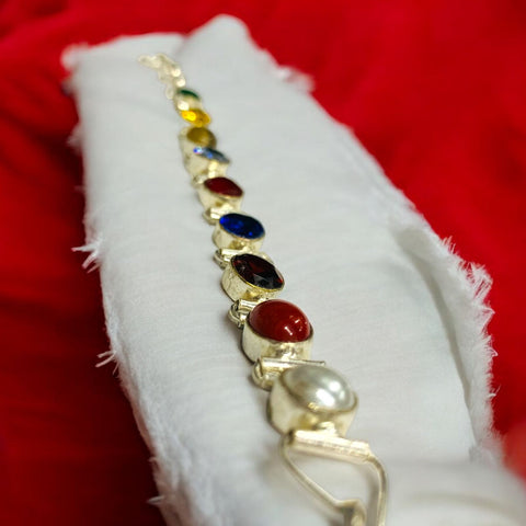 The Navgrah Navratna Bracelet (Real Silver) The Navgrah Navratna Bracelet (Real Silver)