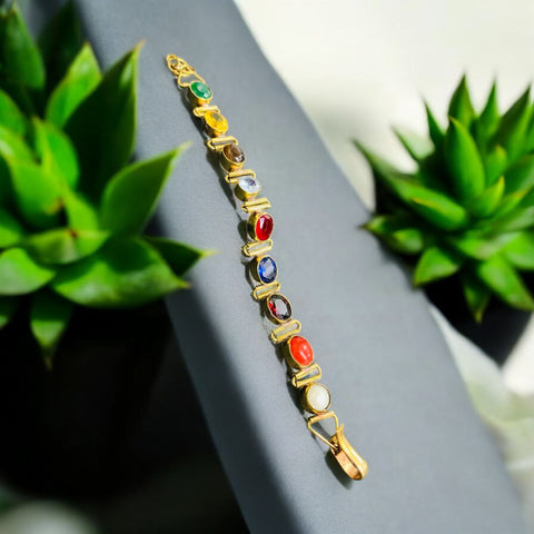 The Navgrah Navratna Bracelet (Gold Metal) The Navgrah Navratna Bracelet (Gold Metal)