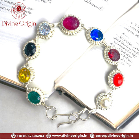 The Unique Navgrah Navratna Bracelet (White Metal) The Unique Navgrah Navratna Bracelet (White Metal)