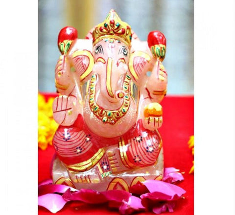 Ganesha Idol In Rose Quartz Ganesha Idol In Rose Quartz