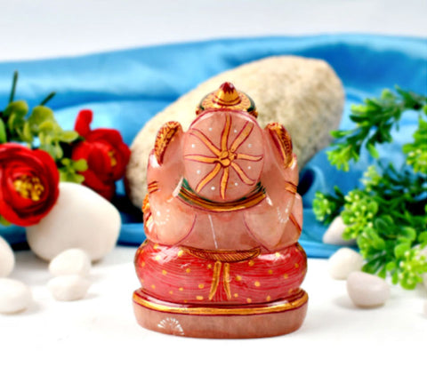 Ganesha Idol In Rose Quartz Ganesha Idol In Rose Quartz