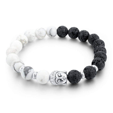 Black and White Crystal Buddha Beads Healing Yoga Bracelet Black and White Crystal Buddha Beads Healing Yoga Bracelet