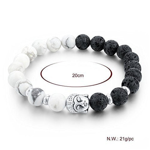 Black and White Crystal Buddha Beads Healing Yoga Bracelet Black and White Crystal Buddha Beads Healing Yoga Bracelet
