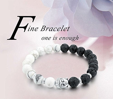 Black and White Crystal Buddha Beads Healing Yoga Bracelet Black and White Crystal Buddha Beads Healing Yoga Bracelet