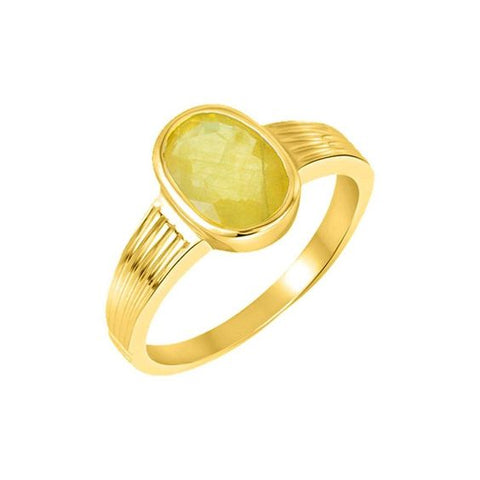 Certified Yellow Sapphire Pukhraj 5.25ratti Asthdhatu Astrology Ring