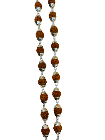 Real Silver Cap Rudraksha Mala