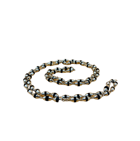 Real Silver Cap Tulsi Mala (Black Tulsi Beads)