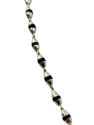 Real Silver Cap Tulsi Mala (Black Tulsi Beads)