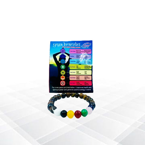 The Seven Chakra Yoga Bracelet With (Tiger Eye Beads)