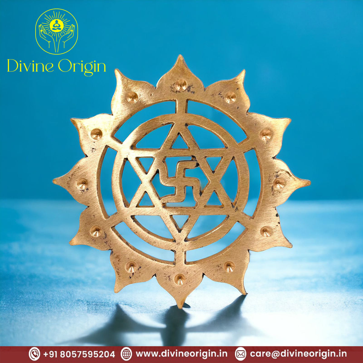 The Brass Swastik with Lotus Flower Plate