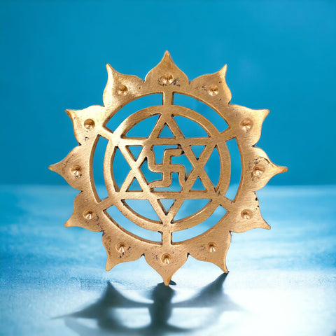 The Brass Swastik with Lotus Flower Plate