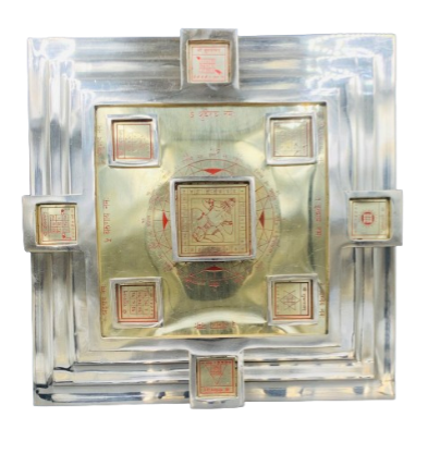 Vastu Miracles Brass Navgrah Pyramid Chowki Yantra