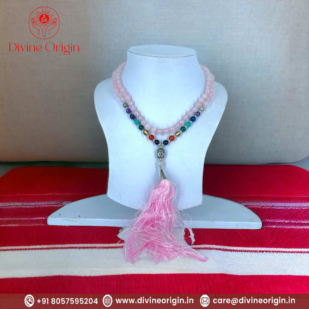 Exclusive yoga Seven Chakra mala (Colour Pink)