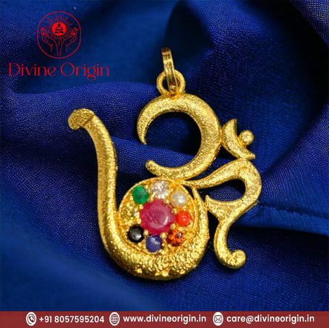 Navaratna Om Golden pendant