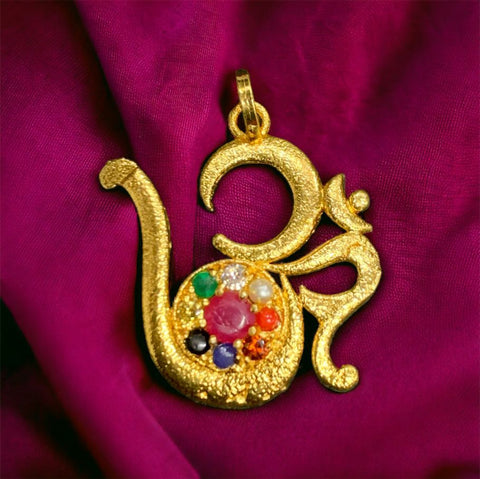 Navaratna Om Golden pendant