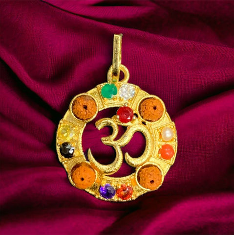 Om Navaratan Gemstone pendant