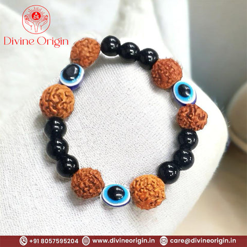 Rudraksh & Evil Eye Bracelet ( Pack of 5 pics)