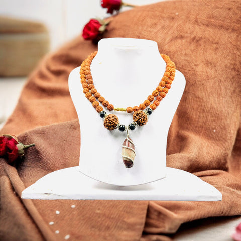 The Five Faced Rudraksha Mala With Narmadeshwar Pendent