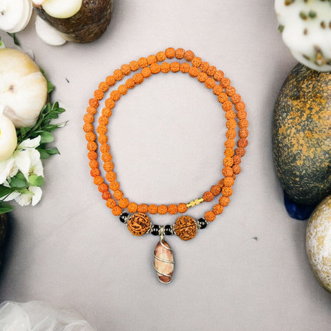 The Five Faced Rudraksha Mala With Narmadeshwar Pendent