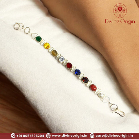 The Navgrah Navratna Bracelet (Real Silver)