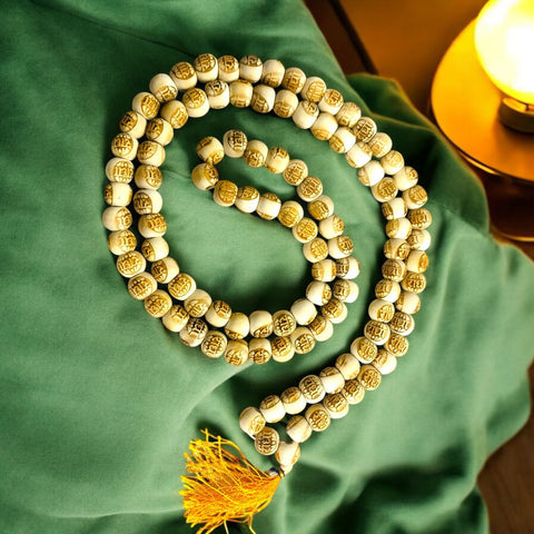 Shri Radha Naam Tulsi Mala 14MM 108 Beads Jaap Mala