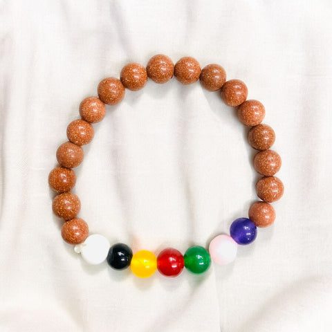 The Seven Chakra Yoga Bracelet With (Sun Stone)