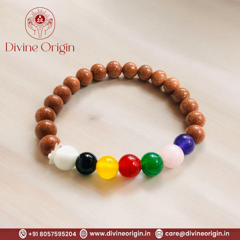 The Seven Chakra Yoga Bracelet With (Sun Stone)