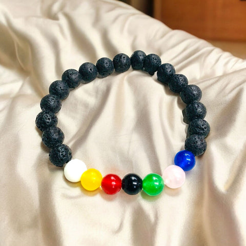 The Seven Chakra Yoga Bracelet With (Lava Beads)