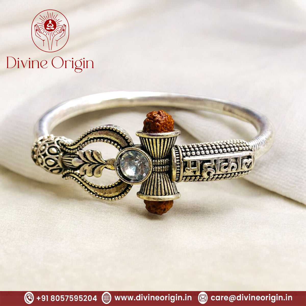 Silver Plated Shiv Trishul Shape Kada